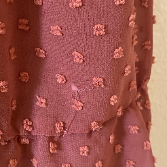 Zara Rose Pink Swiss Dot V-Neck Long Sleeve Wrap Romper Mini Dress Size XS - Picture 6 of 11